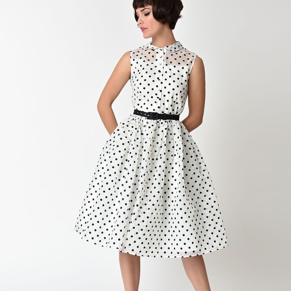 Unique Vintage Dresses & Skirts - Silk organzas polka dot dress